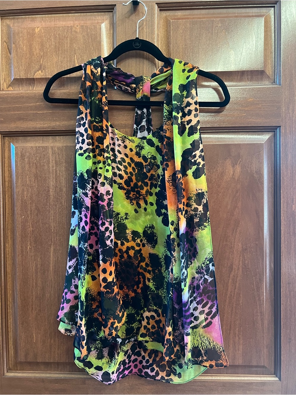 Diane Von Furstenberg Blouse with Scarf Silk Marroca Top Floral Green Size 10